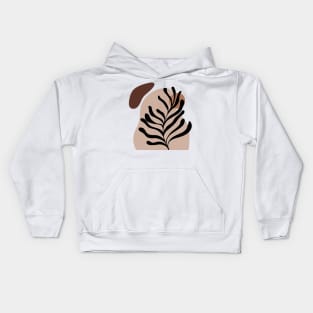 Modern Minimalist Simple Abstract Pastel Pink Black Leaf Art Kids Hoodie